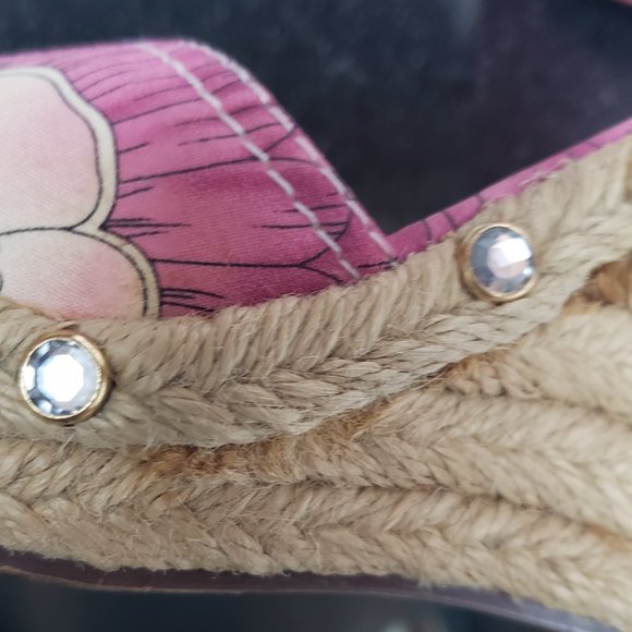 Nina Devin Floral Ribbon Tie Espadrille Wedges  Size 6 - Picture 10 of 10